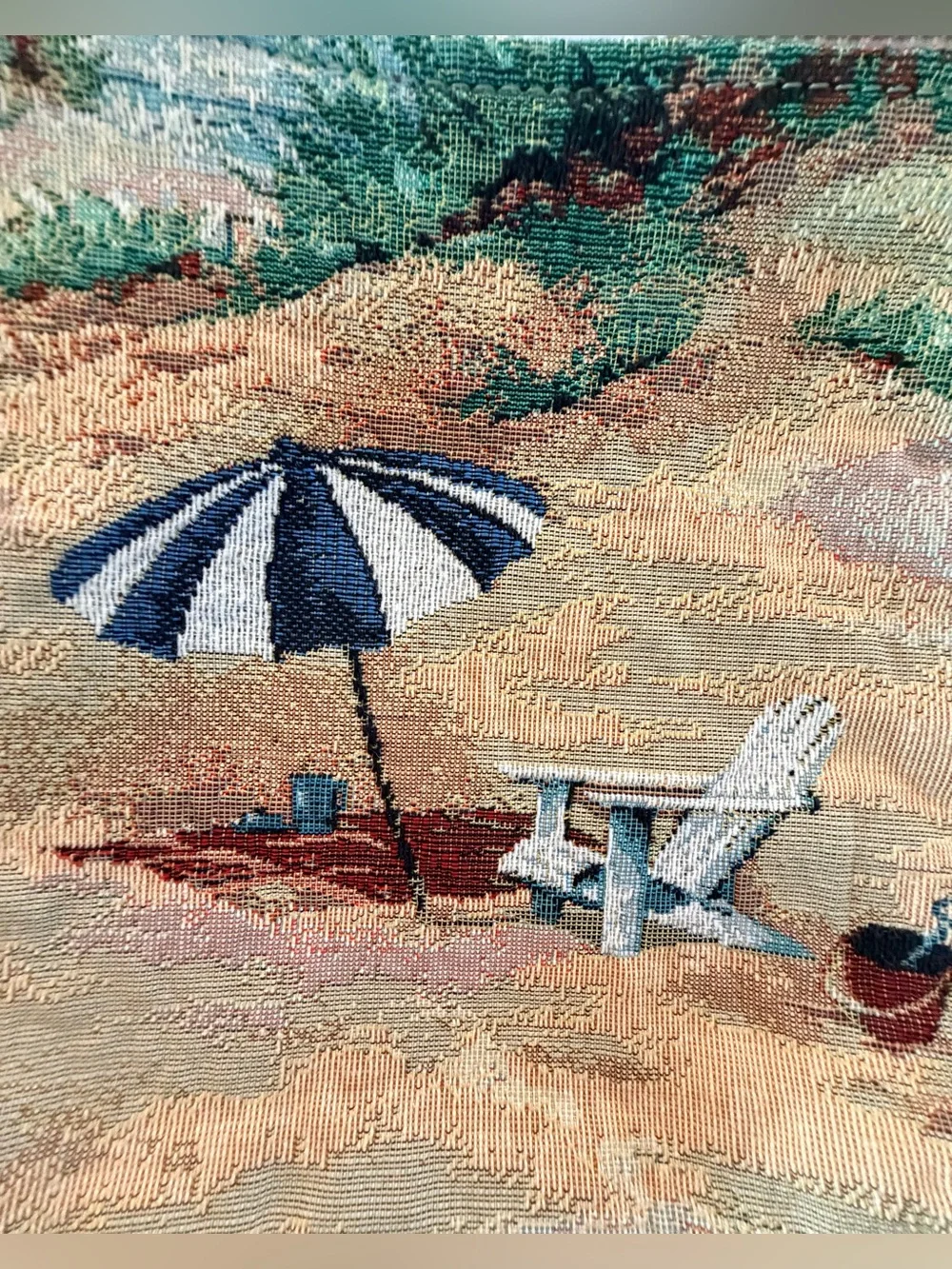 VINTAGE | ladies tapestry beach scene shoulder bag - Picture 7 of 12
